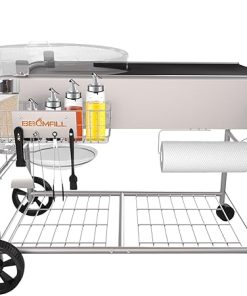 Grill Table Stand Cart for Weber 22" & 18" Original Kettle, JumboJoe, Master-Touch Charcoal Grill Outdoor Prep Cooking Station for Weber 22 Kettle, BBQ Cart for Chargriller Akorn Jr. Kamado