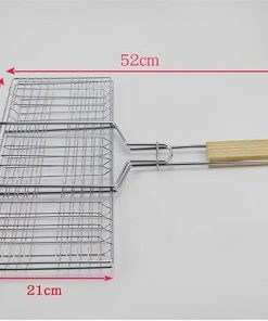 MaGiLL Barbecue Grill Basket, Outdoor Stainless Steel Barbecue Mesh Clip Tool Accessory Supplies Barbecue Clip Grilled Fish Grilled Meat Mesh Sandwich Burger 2