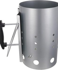 POPETPOP Galvanized BBQ Grill Lighter Carbon Chimney Ignition Barrel Nylon Handle