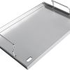 Stainless Steel Grill Plate Griddle 17"x13" Universal Griddle Pan for Gas Grill Charcoal Electric Grills Gas Stove Flat Top Outdoor BBQ Cooking Accessory with Removable Handles