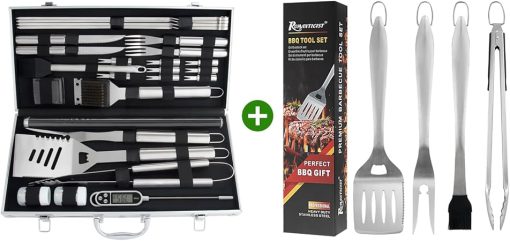 ROMANTICIST 28pc BBQ Accessories Set Bundle with Professional 4PC Grill Tools Set & Basic BBQ Tools for Backyard Restaurant Outdoor Kitchen - Deluxe Grill Gift on Father’s Day Christmas