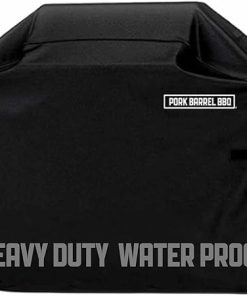 Pork Barrel Gas Grill Cover for Outdoor Grill, Grilling Gifts for Men – Heavy Duty Weber Gas Grill Cover I Waterproof I Weather UV Resistant, Black (58" L x 24" W x 48" H)