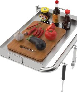 Grill Side Shelf for Pit Boss 700 Series Pellet, Stainless Steel Grill Shelf Attachment for Pit Boss 700 820 850 with Serving Tray