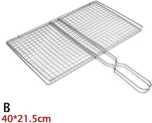 Replacement BBQ Grill, BBQ Grill Grate Non-Stick Triple Fish Grilling Basket Metal Handle BBQ BBQ Fish Rack Fish Grill Grilling Barbecue Outdoor Tool Accessories (Color : A)(B) - Image 2