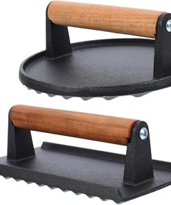 Efficient Meat Press for Grilling Cast Iron Press for Steak Sandwich Burger Multiuse Cooking Tool