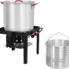 80 Qt Seafood Boil Pot, Aluminum Crawfish Boiler with Steam/Boil Basket & Strainer, 110000BTU Propane Jet Burner w/Support Rack & Lifting Hook, 0-10 PSI Regulator, Outdoor Cooking Shrimp Crab Boiler