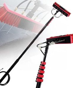Photovoltaic Solar Panels and Window Cleaning Pole, Water Fed Pole Kit Window Cleaning Brush Outdoor Window Glass Solar Panel Cleaning Scrubber Washing Brush,30FT/9M