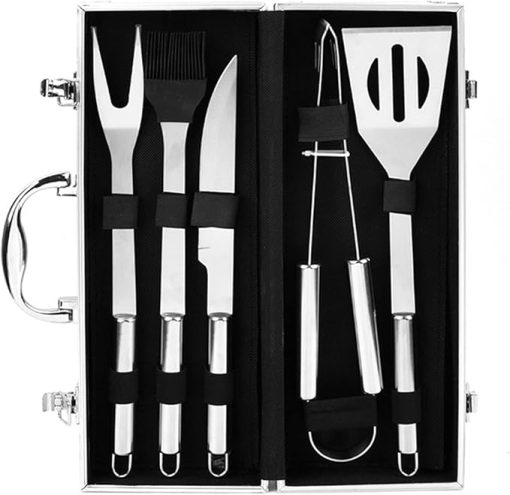 Stainless Steel Grill Accessories with Carry Case, 5 PCS Grill Accessories, Professional Grill Tools Set for Camping/Backyard Barbecue - Image 2