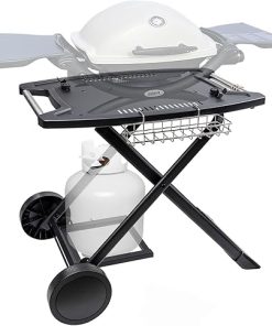 Portable Cart for Weber Q1200, Q1000, Q2200, Q2000, Q2400, Folding Cart for Outdoor BBQ，Portable Stand for Weber Q Series Gas Grills and Ninja Woodfire OG700 Series