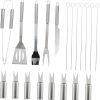 BBQ Grill Accessories Set – 20 PCS Stainless Steel BBQ Tools Set Grilling Utensil Set with Meat Thermometer for Camping Backyard Barbecue Picnic Bonfire 4
