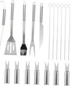 GALPADA 21-Piece BBQ Grill Utensils Stainless Steel Silicone Material for Versatile Use