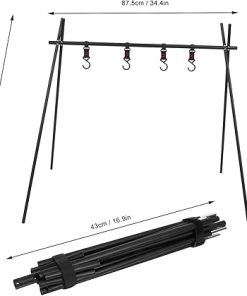 Mumusuki Campfire Cooking Stand for BBQ Picnic, Folding Grill Swing Large Campfire Grill Stand Camping Tripod Oven Tripod for Outdoor Picnic Cookware Party Supplies 2