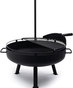 Barebones Cowboy Fire Pit 23-Inch – Open Fire Grill with Cooking Grate for Outdoor Cooking – Heavy Duty Open Grill 2