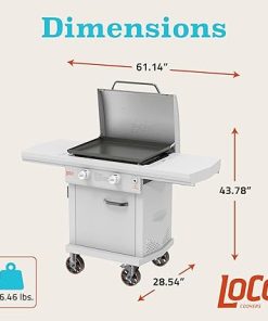 LoCo Cookers 2-Burner Flat Top Propane Grill, Portable & Outdoor, Digital Series II 2