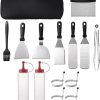 SEFAX Camping Kitchen Utensil Set, BBQ Tools Set, Grilling Tools Stainless Steel Grill Utensils, Portable Grilling Utensil Kit, Suitable for Travel, Picnics, RVs, Camping, BBQs, Parties (Size : 14pcs