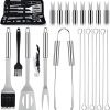 BBQ Grill Accessories, Heavy Duty BBQ Grill Tools Set for Men, Stainless Steel Grilling Accessories Kit for Smoker, Camping, Kitchen, Extra Thick Barbecue Utensil Gifts 4