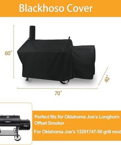 Grill Cover for Oklahoma Joe’s Longhorn Offset Smoker, 70 inch Heavy Duty Waterproof UV Resistant Offset Smoker Cover for Oklahoma Joe’s 13201747-50, Outdoor BBQ Cover 2