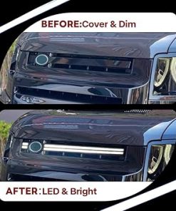 LED Grille Lights for 2020-2025 Land Rover Defender 90 110 130 Front Grill Trim Strips Light with Start Up Animation DRL Lighting Replacement Accessories (White) 2