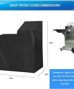 Deep Fryer Cover for Bayou Classic (700-701/700-704), Cover for 4 Gallon Deep Fryer with Cart Shelf，Black 2