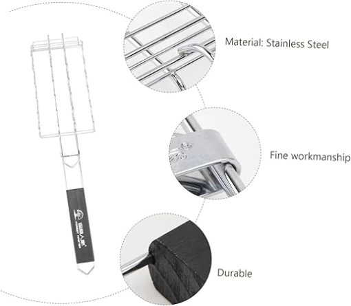 Yardwe 1Pc Stainless Steel Bbq Grill Basket Durable Barbecue Mesh for Even Heating for Outdoor Camping and Grilling Activities for Corn Chicken Pork Ribs and More - Image 2