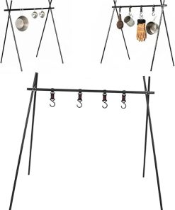 Mumusuki Campfire Cooking Stand for BBQ Picnic, Folding Grill Swing Large Campfire Grill Stand Camping Tripod Oven Tripod for Outdoor Picnic Cookware Party Supplies