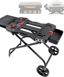 Portable Grill Cart for Weber Q1200, Q1000, Q2200, Q2000, Collapsible Griddle Stand for Blackstone 17" 22" Table Top Griddles, Outdoor Portable Folding Cart