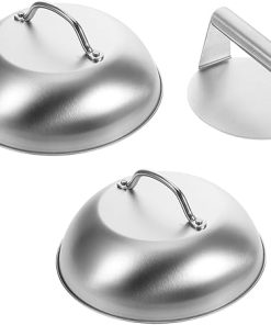 1Set Stainless Steel Burger Press with Basting Steam Cover Kit for Flat Top Grill Cooking Essential Accessories for Outdoor Grilling