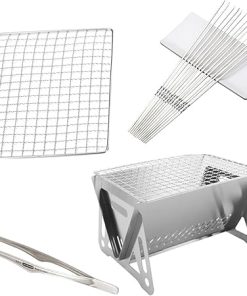 BBQ Grill Camping BBQ Grill Rack Portable Outdoor Folding BBQ Grill Stainless Steel Detachable Multi-Functional Kitchen Accessories Picnic (Color : 20pcs, Size : 1) 2