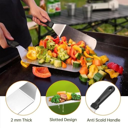 Griddle Accessories Kit, 19Pcs Grilling Accessories Set for Blackstone and Camp Chef, Flat Top Griddle Accessories Set with Scraper, Enlarged Spatulas, Basting Cover - Image 2