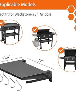 Foldable Griddle Side Shelf for Blackstone 28″ Griddle, Grill Accessories with Paper Towel Holder, 4 Hooks, Grill Caddy Shelf for Blackstone Grilling Accessories 2