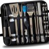 PRETYZOOM 1Set Professional Barbecue Tool Accessories for Outdoor Grilling Complete Tools Kit with Carrying Bag for Camping and Backyard Cookouts 4
