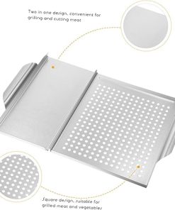 Outdoor Grill Essential Stainless Steel BBQ Plate Tongs Easy-Clean Grilling Accessory Set 2