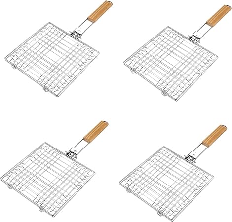 4pcs Stainless Steel Kebab Rack for Grill Fish Grilling Basket Set BBQ Tool Large Barbecue Accessory 4pcs Stainless Steel Kebab Rack for Grill Fish Grilling Basket Set BBQ Tool Large Barbecue Accessory