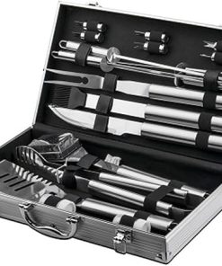 18PCS Stainless Steel BBQ Grill Accessories Set, Heavy Duty Tool Kit with Carrying Bag, for Home, Camping, Traveling