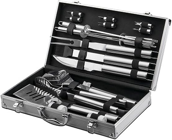 18PCS Stainless Steel BBQ Grill Accessories Set, Heavy Duty Tool Kit with Carrying Bag, for Home, Camping, Traveling 18PCS Stainless Steel BBQ Grill Accessories Set, Heavy Duty Tool Kit with Carrying Bag, for Home, Camping, Traveling