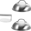 Grill Meat Press Kit Flat Top Grill Accessories with Basting Cover 304 Steel