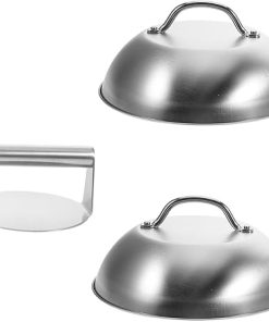 Grill Meat Press Kit Flat Top Grill Accessories with Basting Cover 304 Steel
