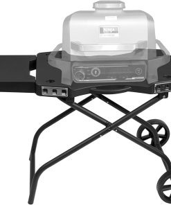 Grill Stand Cast Iron Griddle for Ninja Outdoor Grill, Grill Cart Collapsible Outdoor Grill Stand Griddle Plate Flat Top Griddle Compatible with Ninja Woodfire Outdoor Grill 2