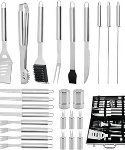 10 Pcs Stainless Steel Accessories BBQ Grill Tools Set Outdoor Combination Kit with Metal Box Packaging (10 PCS/Set)