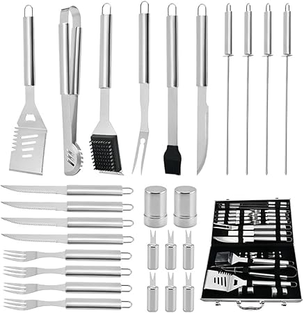10 Pcs Stainless Steel Accessories BBQ Grill Tools Set Outdoor Combination Kit with Metal Box Packaging (10 PCS/Set) 10 Pcs Stainless Steel Accessories BBQ Grill Tools Set Outdoor Combination Kit with Metal Box Packaging (10 PCS/Set)