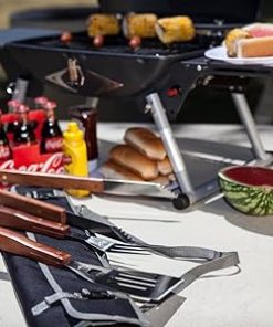 PICNIC TIME NCAA Mississippi State Bulldogs 3-Piece BBQ Tote & Grill Accessories Set, Outdoor Gril Set with Case, BBQ Spatula, BBQ Fork, and BBQ Tongs, (Black with Gray Accents) 2