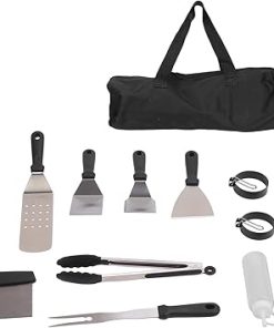 12Pcs BBQ Grill Accessories Tools Set, Stainless Steel Grilling Kit Food Grade BBQ Grill Tool Set for Camping Backyard BarbecueGrill Pans