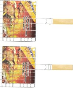 2 Pcs Iron Wire BBQ Clips Simple Outdoor Barbecue Tools for Grilling Fish Meat Vegetables Silver BBQ Clips and Racks for Easy Handling and Cooking