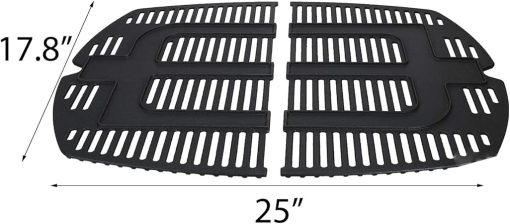 C764F(2-Pack) 25 x 17.8 inches Cast Iron Cooking Grid Grates Replacement for Weber 7646 Q300 Series, Q320, Q3000 Series, Q3200, 586002, 57060001, 404341 Grill Models - Image 2