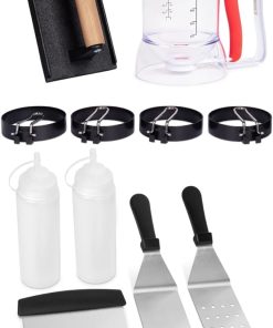 SHINESTAR 15 Pieces Griddle Accessories Kit for Blackstone, Professional Flat Top Grill Accessories Set, Complete Griddle Breakfast Kit for Blackstone