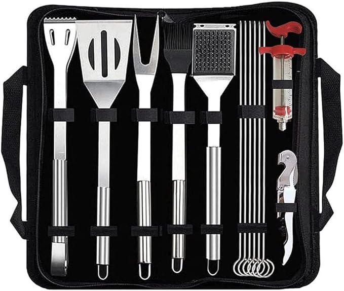 Grilling Accessories BBQ Grill Tools Set, 13PCS Stainless Steel Grilling Kit for Smoker, Camping, Kitchen, Barbecue Utensil Gifts for Men Women with Thermometer and Meat Injector Grilling Accessories BBQ Grill Tools Set, 13PCS Stainless Steel Grilling Kit for Smoker, Camping, Kitchen, Barbecue Utensil Gifts for Men Women with Thermometer and Meat Injector