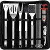 Griddle Accessory Tool Kit 6 Piece Professional Grill Spatula Scraper Set Flipper Stainless Steel for Flat Top Grill, Medium, Silver 3