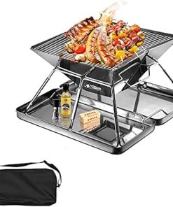 BBQ Grill Outdoor Folding Camping Bbq Grill Set Portable Barbecue Grill Stove 304 Stainless Steel Mini Pit for Camping Picnic Bbq Accessories
