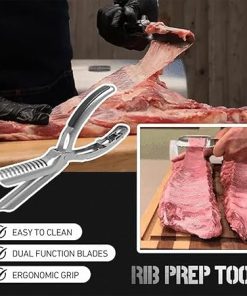 BBQ Rib Prep Tool Membrane Remover, Stainless Steel Rib Prep Tools Kit for BBQ Enthusiasts, Rib Membrane Removal Tool Ergonomic Design, Dishwasher Safe BBQ Accessory(3pc) 2