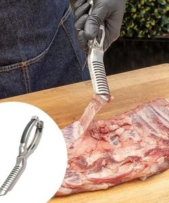 Rib Membrane Remover Stainless Steel Tool Kit, Rib Prep Tools, BBQ Rib Skinner, Rib Prep Pro, Rib Membrane Removal Tools for BBQ Enthusiasts, Ergonomic Design for Barbecue Accessories (3pcs) 2